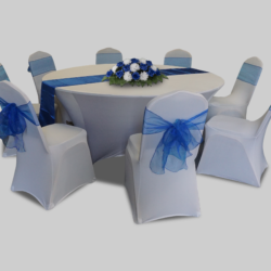 Winchester-with-Banquet-Chair-with-white-stretch-cover-and-blue-bows (1)