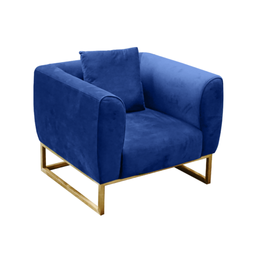 Eleganza Velvet 1-Seater Sofa – Blue