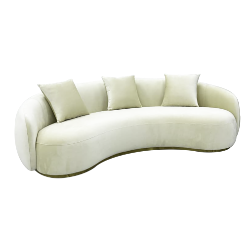 Laurent Velvet 3-Seater Curved Sofa, Beige