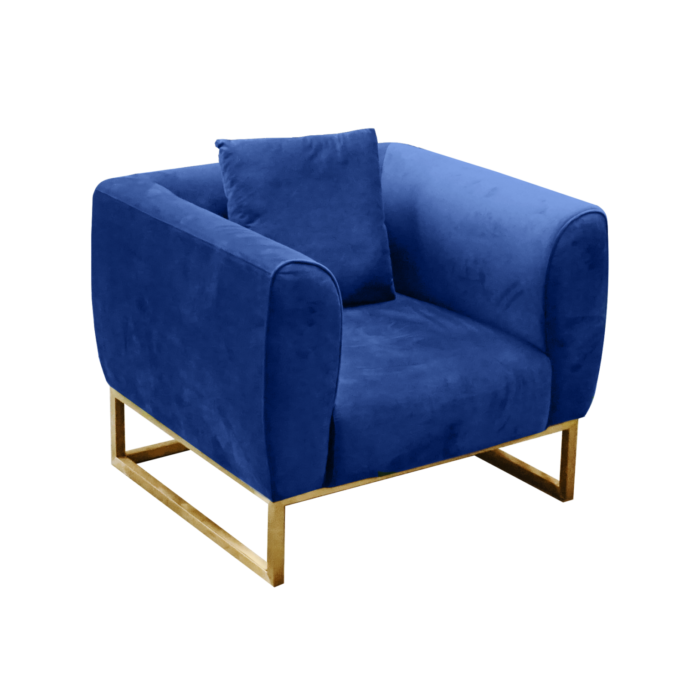 Eleganza Velvet 1-Seater Sofa – Blue
