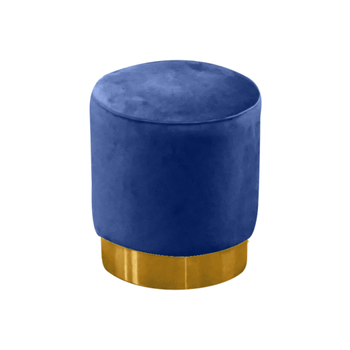 Eleganza Velvet Round Pouffe – Blue