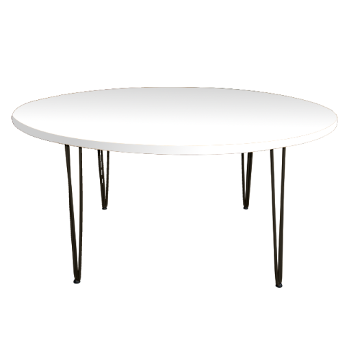 Hairpin Opal White Dining Table, Black Legs
