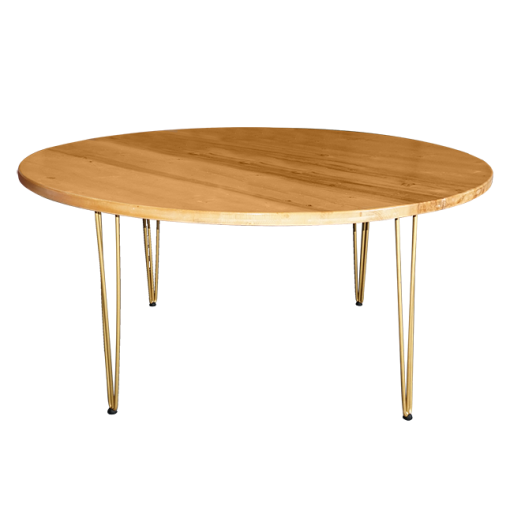 Hairpin Opal Rustic Dining Table, Gold Legs