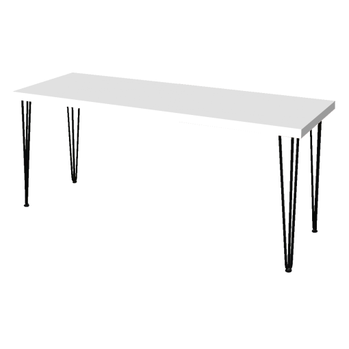 Hairpin Long White Dining Table, Black Legs