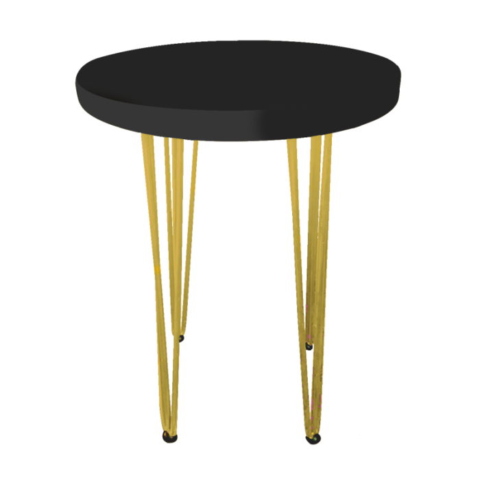 Hairpin Pearl Black Cafe Table, Gold Legs