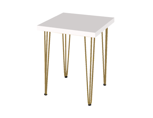 Hairpin Dice White Cafe Table, Gold Legs