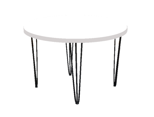 Hairpin Round White Dining Table, Black Legs