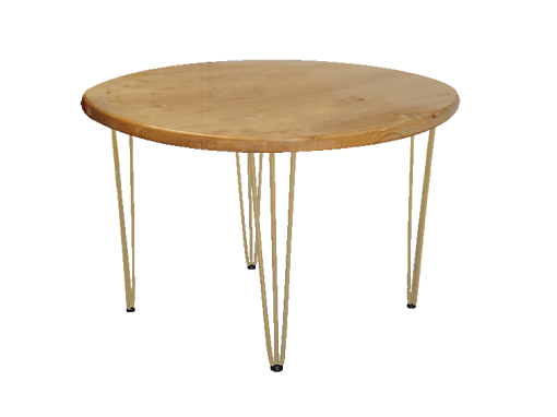 Hairpin Round Rustic Dining Table, Gold Legs