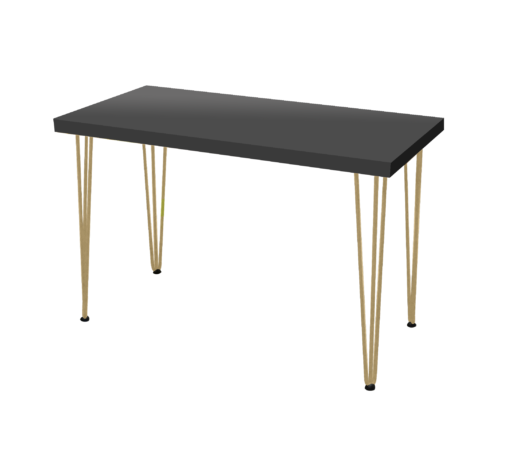 Hairpin Rectangular Black Dining Table, Gold Legs