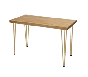 Hairpin Rectangular Rustic Dining Table, Gold Legs