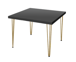 Hairpin Square Black Dining Table, Gold Legs