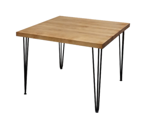 Hairpin Square Dining Table – Rustic Top, Black Legs