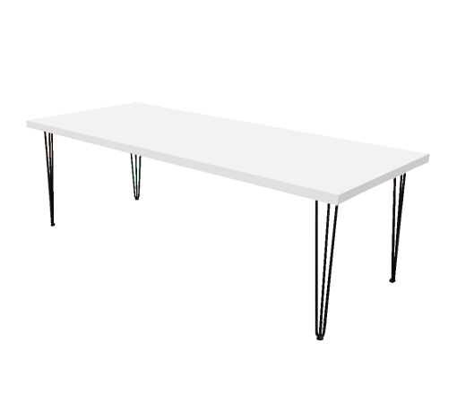 Hairpin Grand White Dining Table, Black Legs