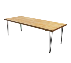 Hairpin Grand Rustic Dining Table, Black Legs