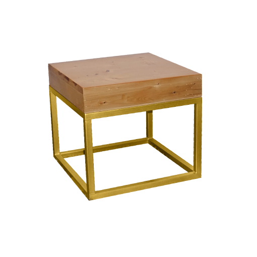 Menorca Gold Side Table, Wooden Top