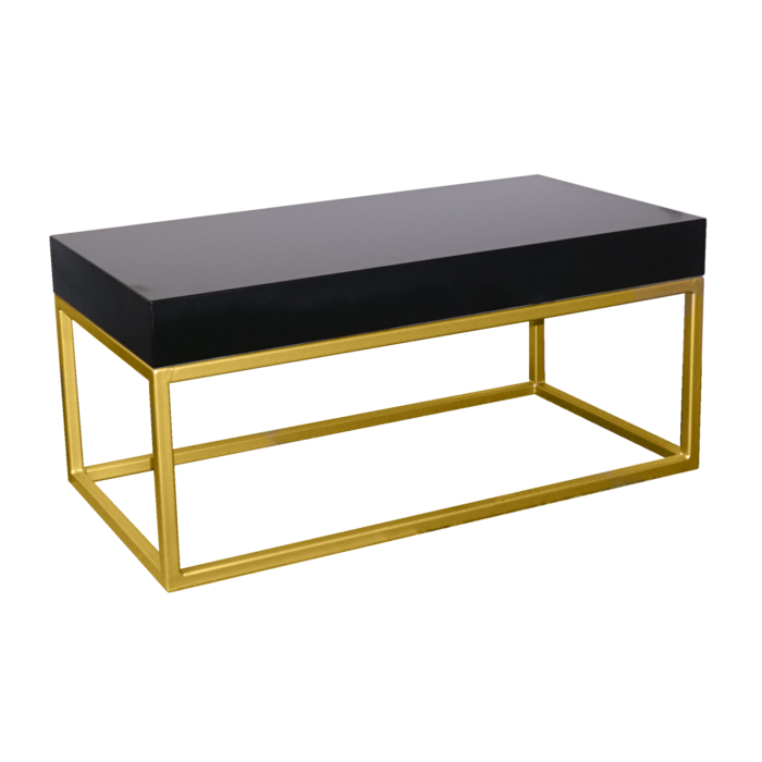 Menorca Gold Rectangular Coffee Table, Black Top