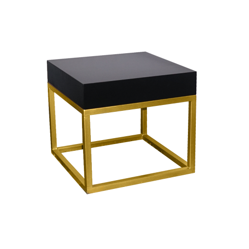 Menorca Gold Side Table, Black Top