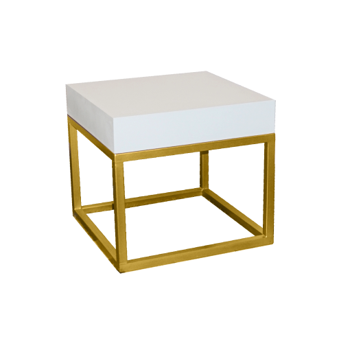 Menorca Gold Side Table, White Top