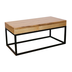Menorca Black Rectangular Coffee Table, Wooden Top