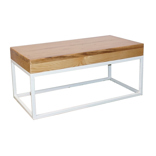 Menorca White Rectangular Coffee Table, Wooden Top