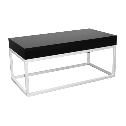 Menorca White Rectangular Coffee Table, Black Top