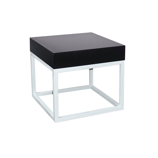 Menorca White Side Table, Black Top