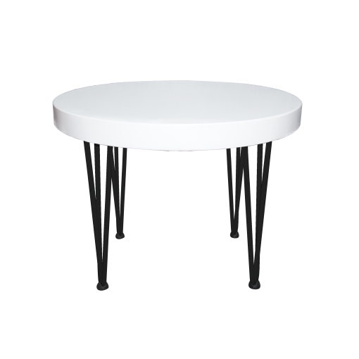 Hairpin Pearl White Coffee Table, Black Legs