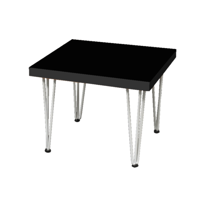 Hairpin Dice Black Coffee Table, White Legs