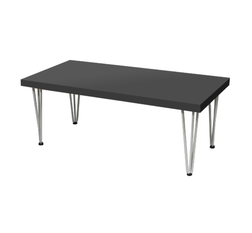 Hairpin Rectangular Black Coffee Table, White Legs