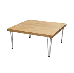 Hairpin Square Rustic Coffee Table, White Legs