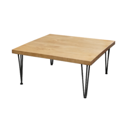 Hairpin Square Rustic Coffee Table, Black Legs