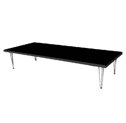 Hairpin Grand Black Coffee Table, White Legs