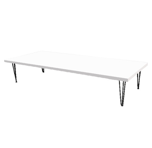 Hairpin Grand White Coffee Table, Black Legs