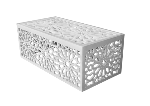 Mahdia Mashrabiya Rectangular Coffee Table – White
