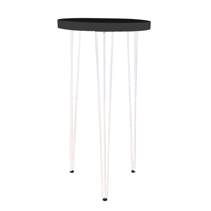 Hairpin Pearl Black High Table, White Legs