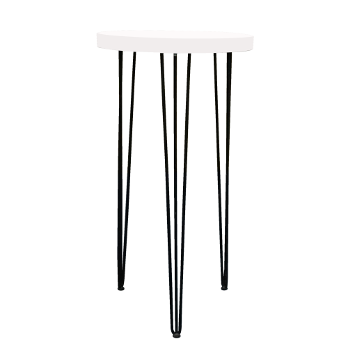 Hairpin Pearl White High Table, Black Legs