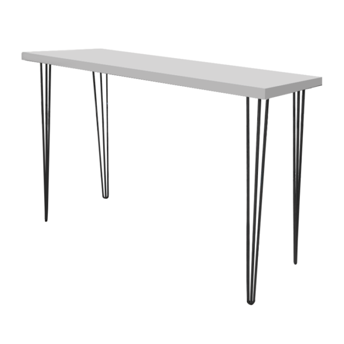 Hairpin Long White High Table, Black Legs