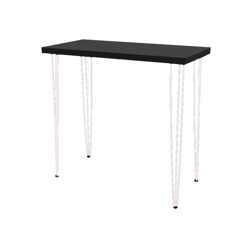 Hairpin Rectangular Black High Table, White Legs