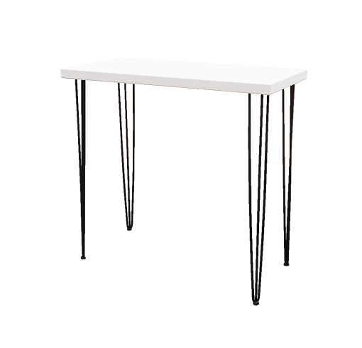 Hairpin Rectangular White High Table, Black Legs