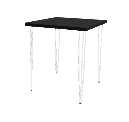 Hairpin Square Black High Table, White Legs
