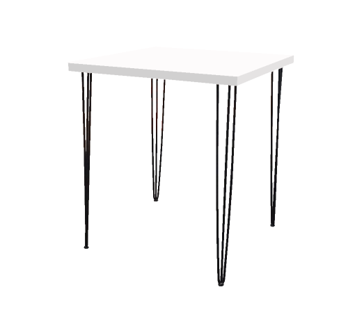 Hairpin Square White High Table, Black Legs