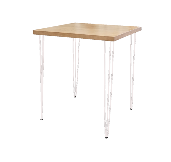 Hairpin Square Rustic High Table, White Legs