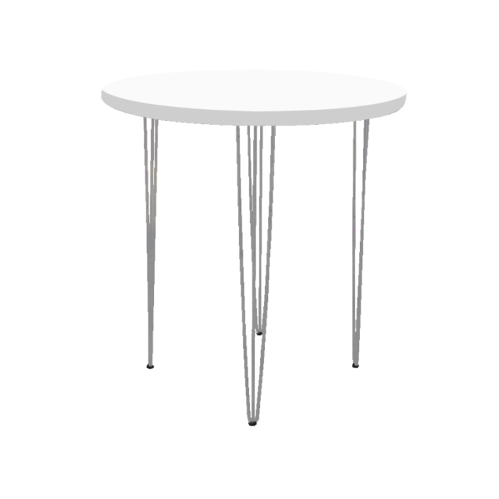 Hairpin Round White High Table