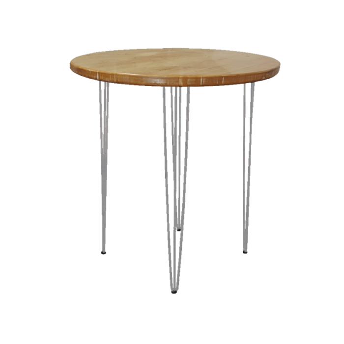 Hairpin Round Rustic High Table, White Legs