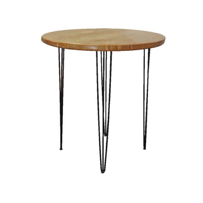 Hairpin Round Rustic High Table, Black Legs