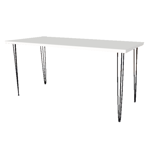 Hairpin Grand White High Table, Black Legs