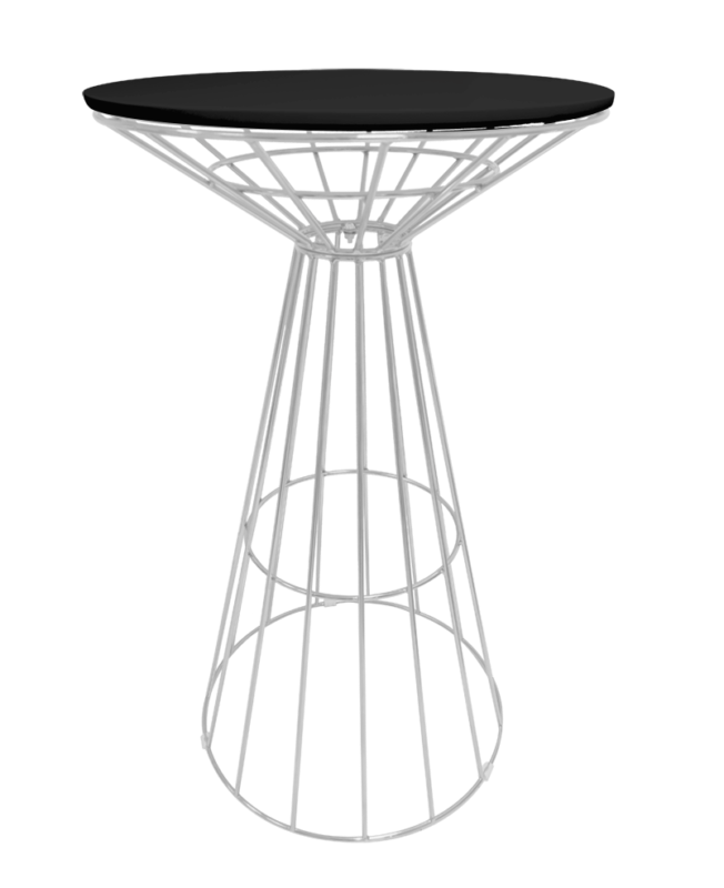 Fontana White Wire Cocktail Table, Black Top