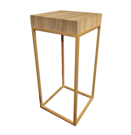 Menorca Gold High Table, Rustic Wooden Top