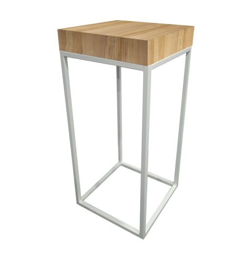 Menorca White High Table, Wooden Top