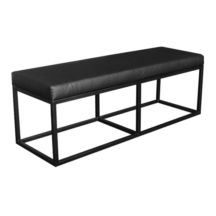 Venezia Cushioned Leather Bench, Black